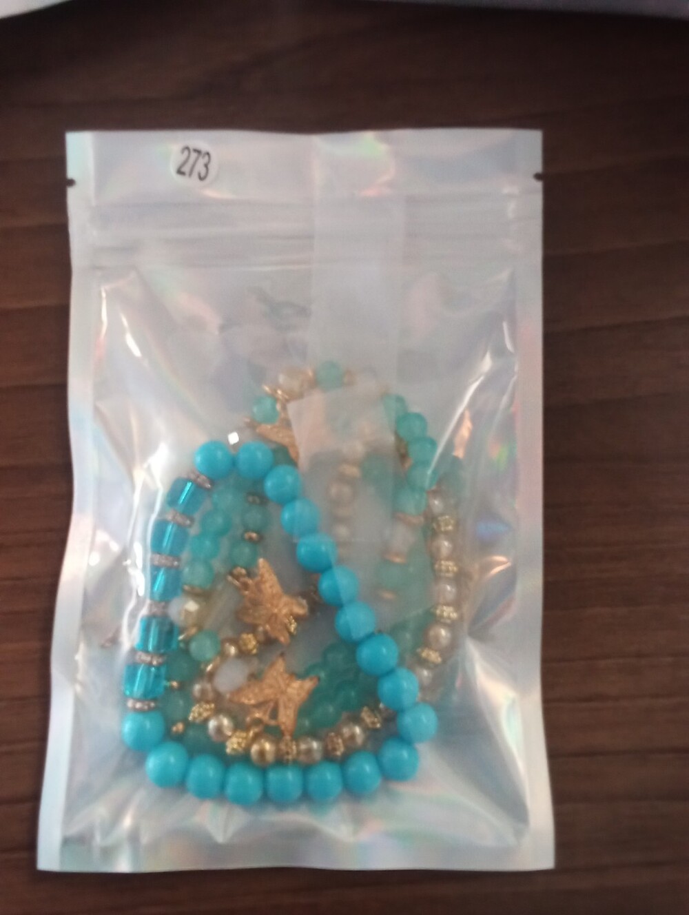 Gold Accent Turquoise Beaded Bracelet Set - Women Accessories